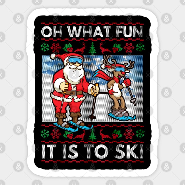 Ugly Christmas Sweater For Skiing Lovers Sticker by KsuAnn